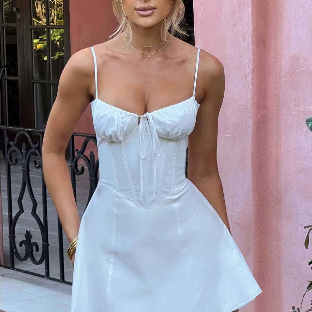 Babyboo Lacey mini dress ivory white size medium new with tags